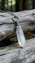 Clear Quartz Crystal Point Necklace | Stainless Steel Chain